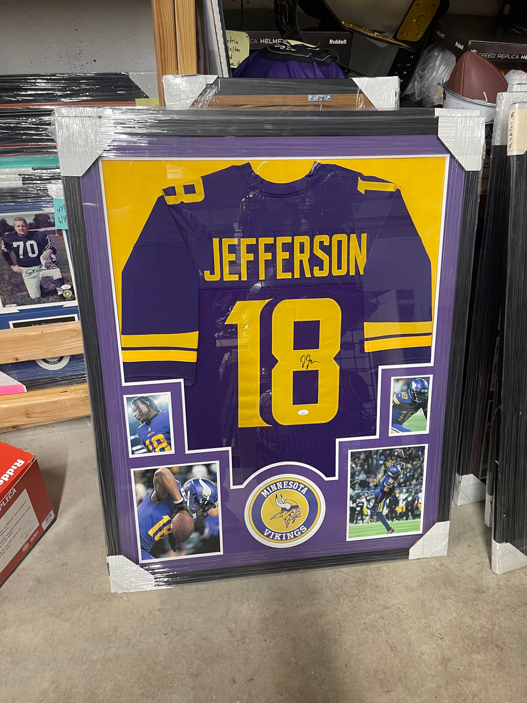 Justin Jefferson signed framed jersey