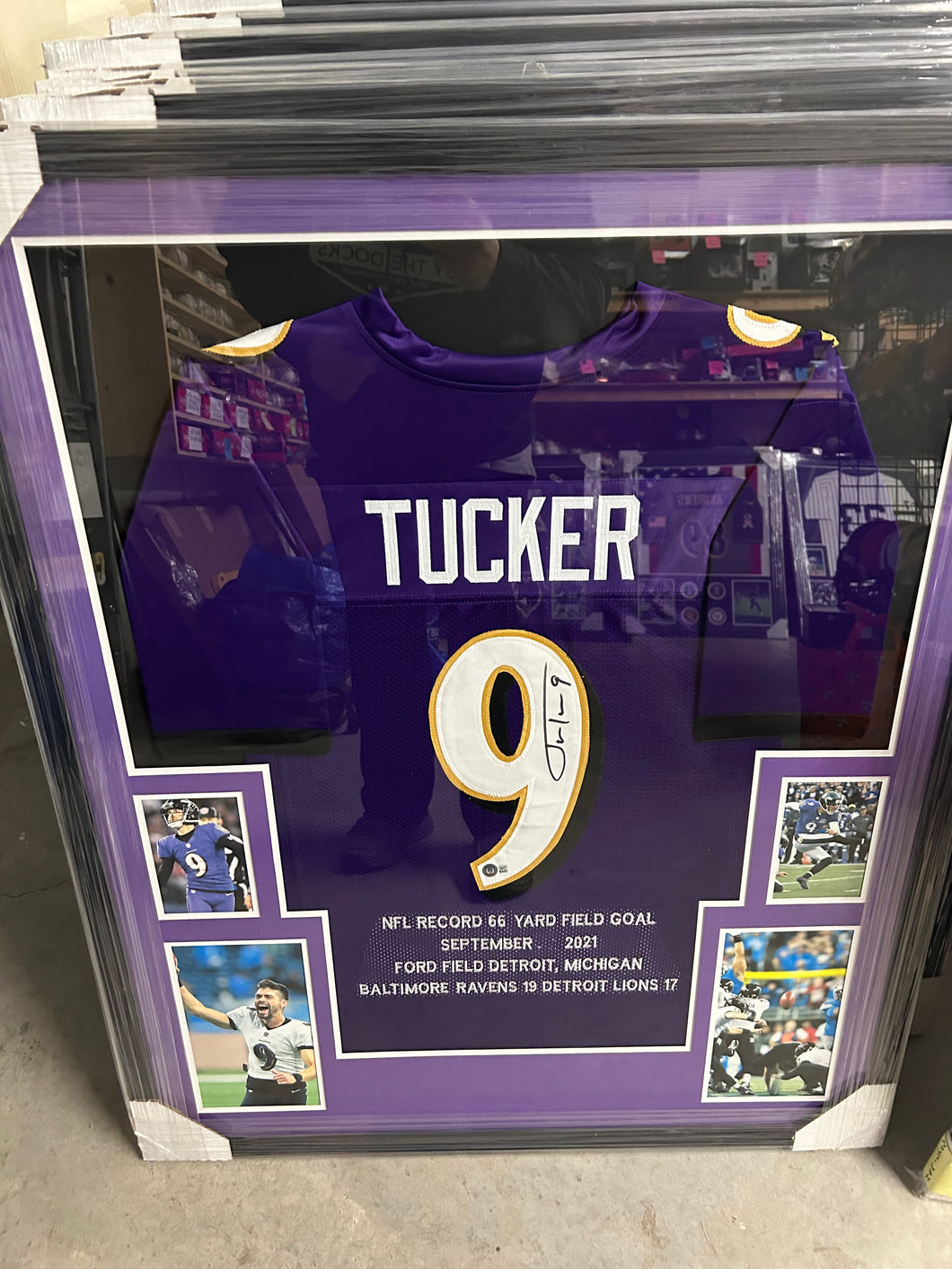Justin Tucker framed jersey