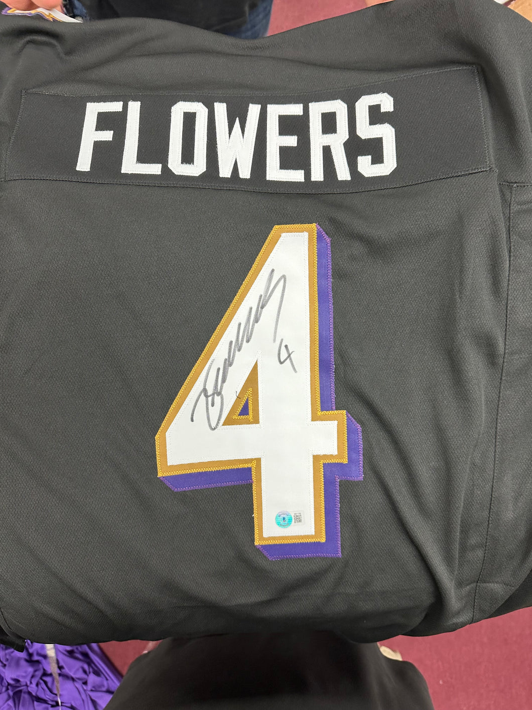 Zay Flowers signed black custom jersey Beckett authentication