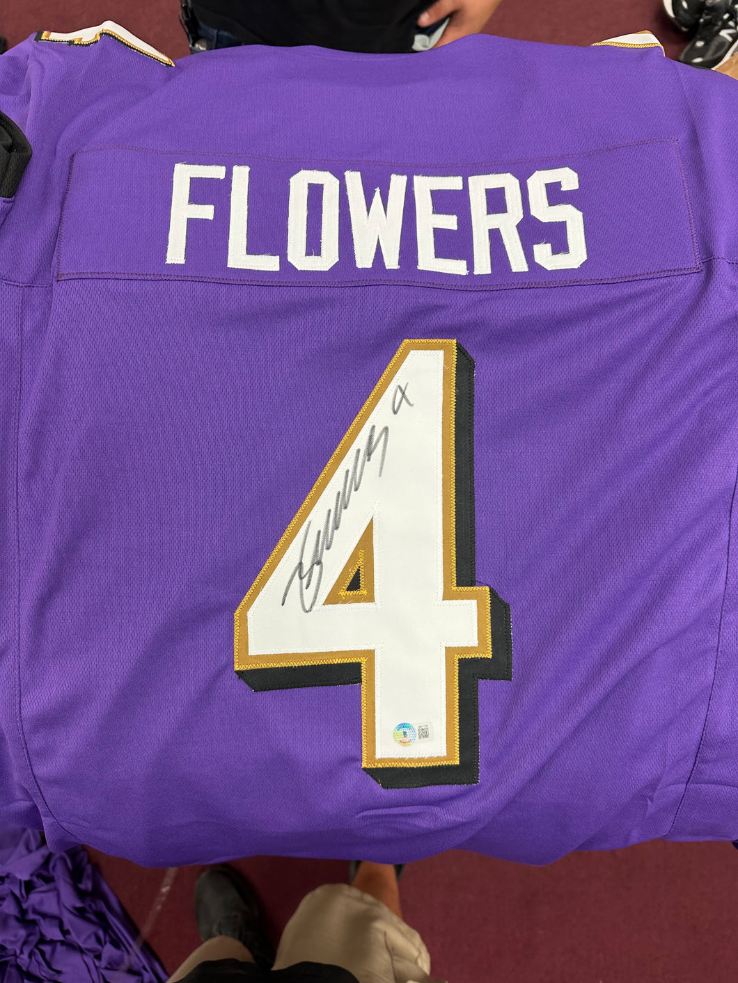 Zay Flowers signed purple custom jersey Beckett authentication