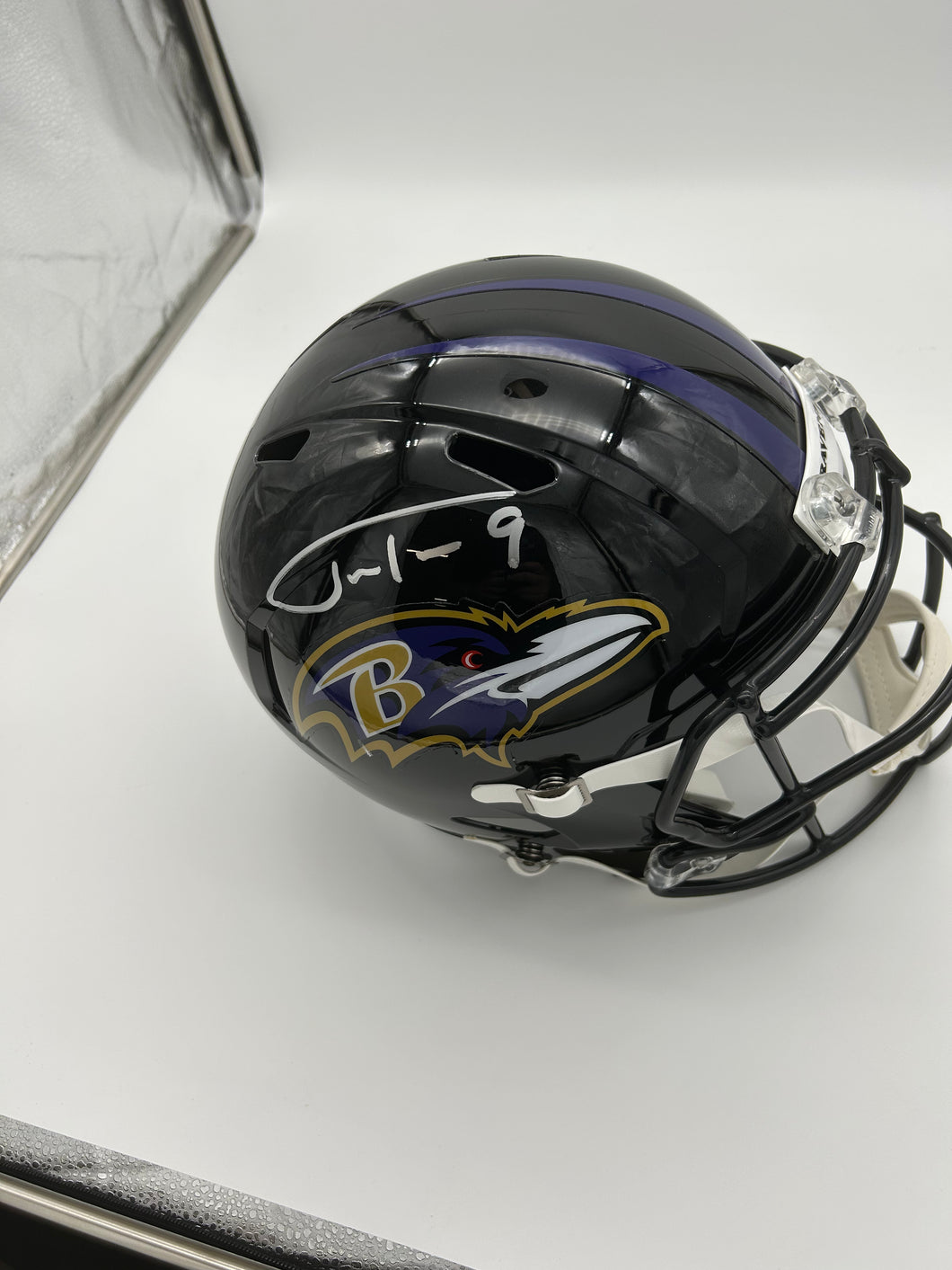 Justin Tucker signed replica ravens helmet