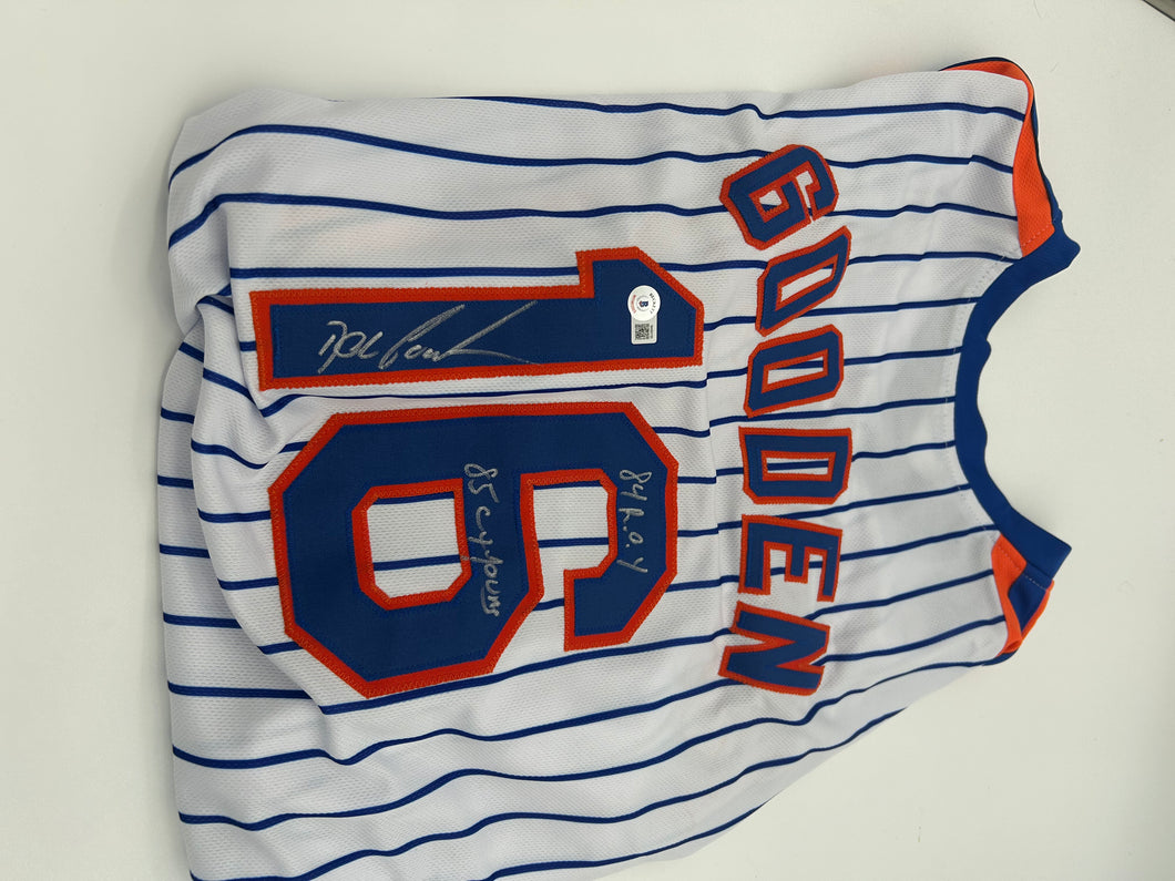 Dwight Gooden signed jersey with inscriptions