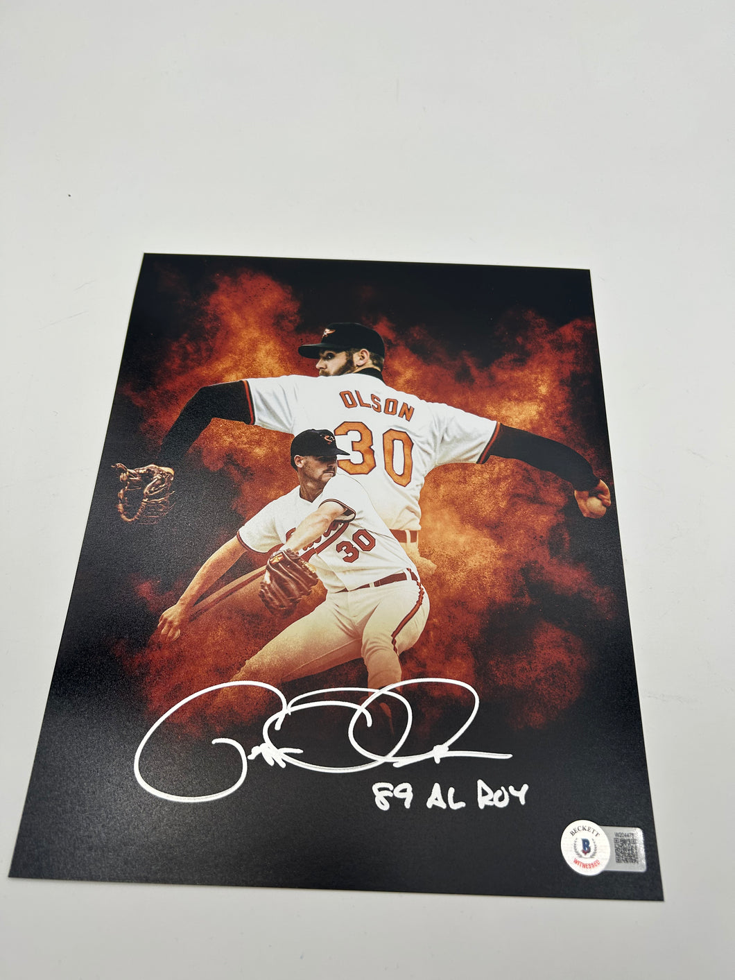 Gregg Olson signed 11x14 rookie of year