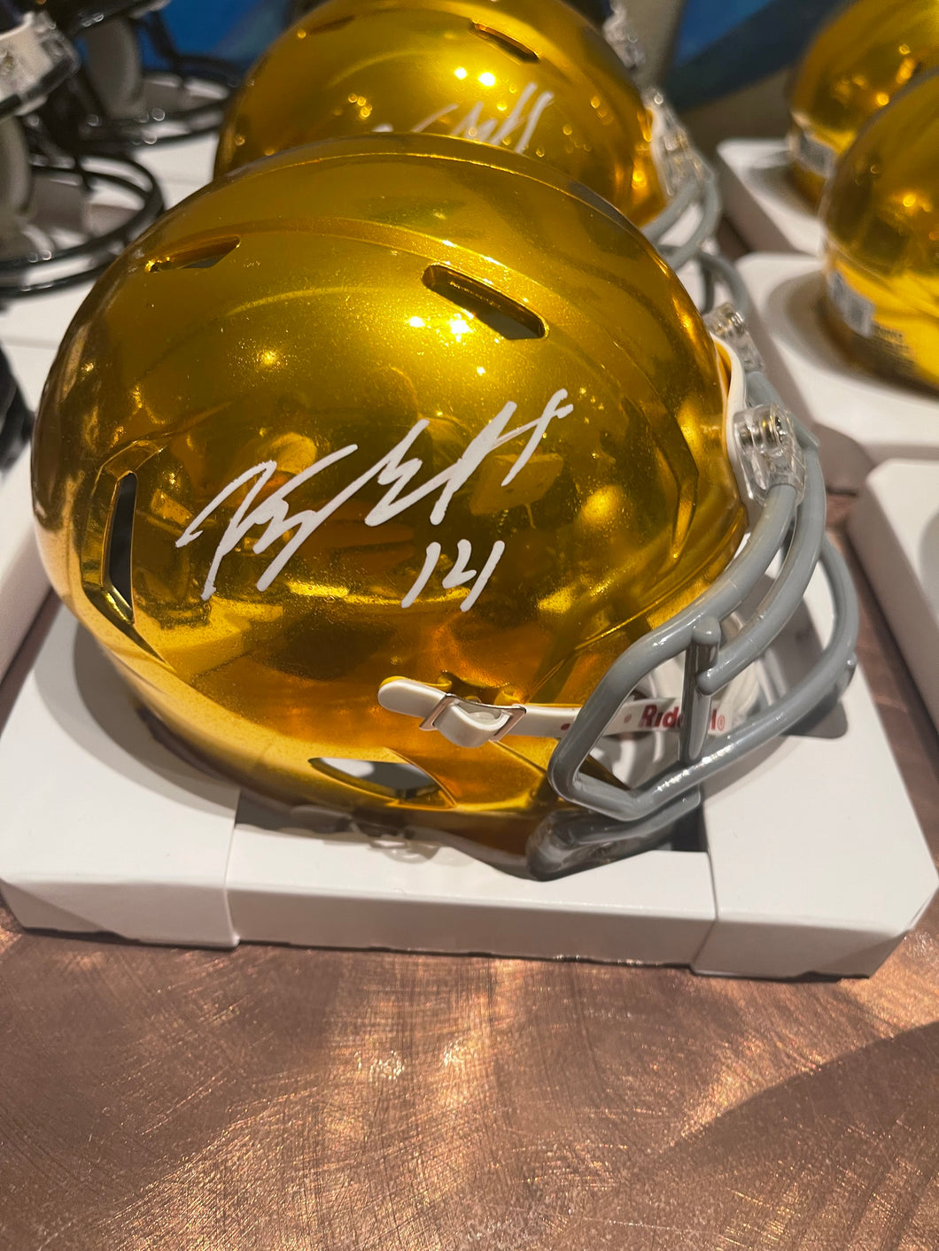 Kyle Hamilton signed chrome Notre Dame mini helmet