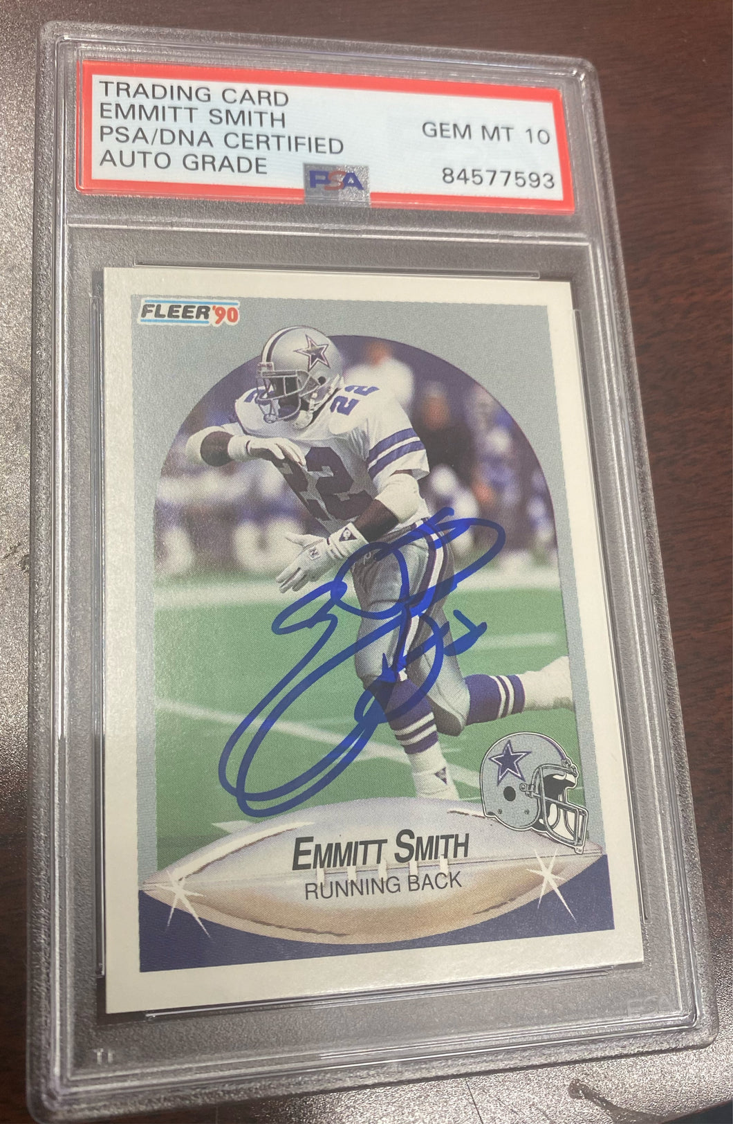 1990 fleer update rc Emmitt Smith authentic autograph grade gem mint 10 psa Dallas Cowboys