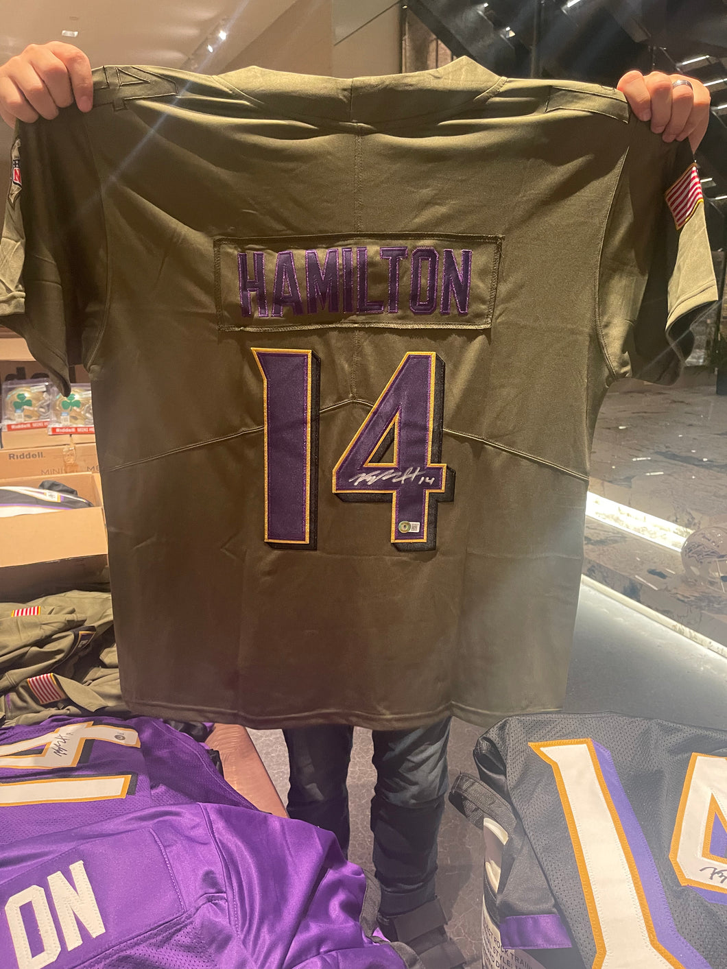 Kyle Hamilton signed salute to service jersey