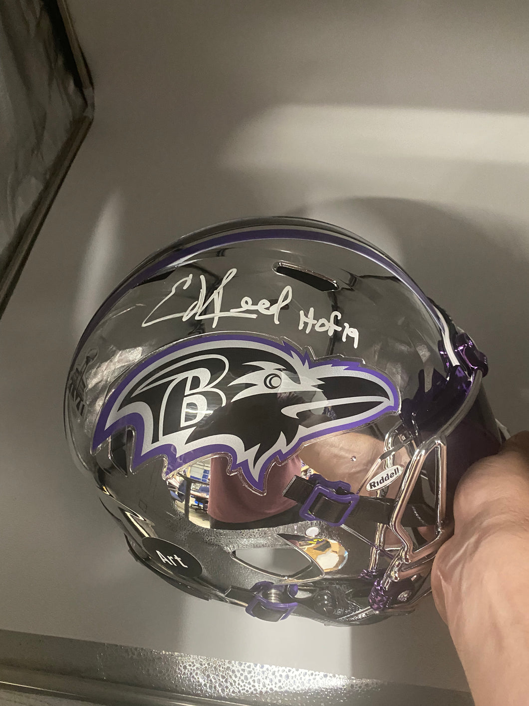 Ed Reed autographed custom full size helmet